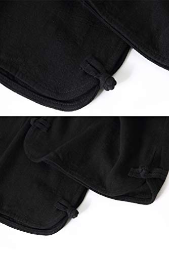 Minibee Women's Linen Pants Drawstring Waist Wide Leg Trousers with Frog Button4