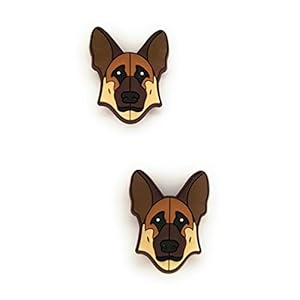 WorkedLikeACharm 2pcs German Shepherd Dog Puppy Shoe Charms for Clog Shoes Decoration Gift by Worked Like A Charm|,brown