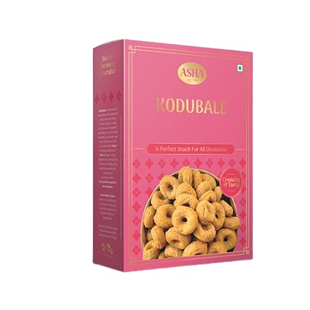 Asha Sweets Kodubale Small 250g (Pack of 2) | Spicy & Crunchy Tasty Kodubale | Tea Time Snacking | South Indian Namkeen | ready to eat