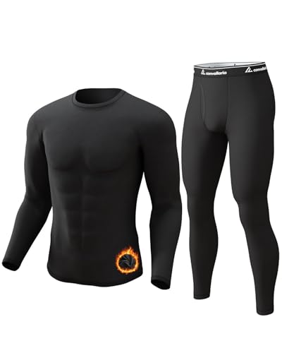 Thermal Underwear Long Johns for Men Cold Weather Base Layer Set A-Black
