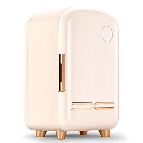 KJxdpaWE Nevera de Maquillaje - Mini Nevera Rosa de 12 l para Almacenamiento de Accesorios para el Cuidado de la Piel, cosméticos y mascarillas faciales - Luces LED Interiores,White