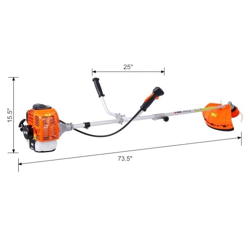 Image of BKR Brush Cutter 52cc 2 Stroke 2.4 HP Petrol Engine Heavy Duty Grass Trimmer with 80T Blade Chain Head and Trimmer Attachments for Farm Garden Lawn