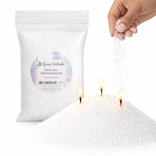 Gran Velada - Cera Microesferas para Velas Perladas 1 Kg | Cera Velas de Arena en Vaso 100% Vegetal | No necesita Fundido | Lista para Usar | Capas de Color, Velas Efecto Nieve | Cera sin Parafina