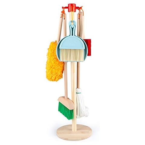 Wondertoys Chridern cleaning tools 7 Piece Wooden Detachable Cleaning Toys Creative Pretend Play Set Mini Housekeeping Toys for Kids Cover