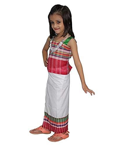 Image of Kaku Fancy Dresses Indian State Dance Costume Multicolor, 5-6 Years for Girls,Silk;Polyester;Polyester Blend;Metal material