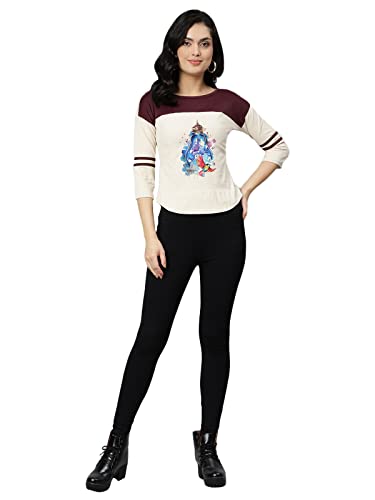 Image of OM SAI LATEST CREATION Women's New 3D Printed Lycra 3 /4 Sleeve Regular Fit Office wear,Casual wear Western Top