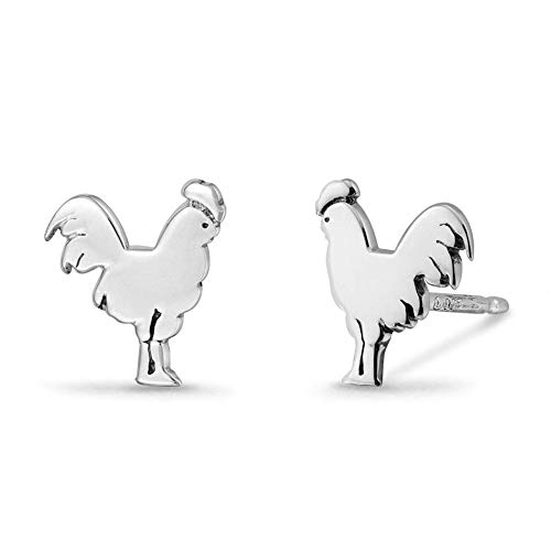 Boma Jewelry Sterling Silver Chicken Rooster Farm Animal Stud Earrings #TOP1