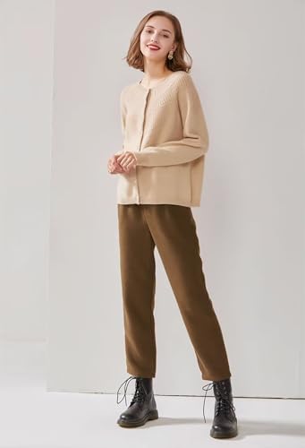 Image of Cashmere Cable Knit Cardigan Sweater for Women Long Sleeve Cable Knit Button Down Women's Pullover Warm Soft