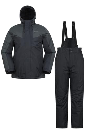 Mountain Warehouse Mens Ski Jacket and Pant Set - Breathable Thermal Tested -30C Snowskirt Microfibre insulation - Best for Autumn Winter Sports Walking & Outdoors Black (01) M