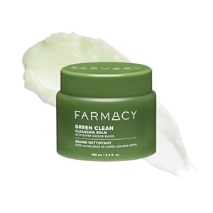 Farmacy Makeup Remover Cleansing Balm – Green Clean Waterproof Makeup Remover Balm + Oil Cleanser for Face – Gently Melts Make Up + SPF – Hydrates + Softens Skin with Super Greens + Papaya (100ml)