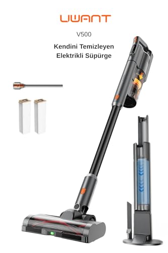 V500 25.000Kpa Emiş Gücüne Sahip Kendisini Temizleyebilen Bldc, Şarjlı, Standlı Dikey Süpürge Gri