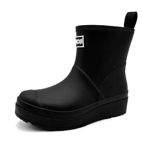 [アモジ] レインブーツ メンズ レインシューズ レディース ショート ショートブーツ ハイカット れいんぶーつ れいんしゅーず ながぐつ れでぃーす スーツ オフィス あまぐつ あま靴 雨靴 防水 靴 通勤 おしゃれ ビジネス 長靴 完全防水 大きいサイズ 雨の日 CB1021 黒 ブラック 27.0cm