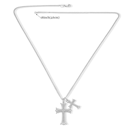 Moissanite Cross Necklace for Women and Men, Gold/S925 Sterling Silver Cross Necklace for Women, Diamond Cross Faith Pendant Necklaces for Father's Day (Silver)3