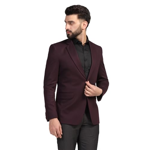 Image of TAHVO Men Blazer Lycra Fabric Slim Fit Single Breasted Blazer