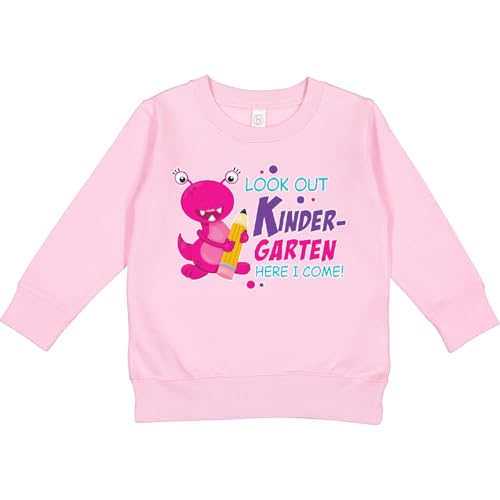 inktastic Look Out Kindergarten Here I Come with Cute Pink Monster Toddler Sweatshirt 4T Pink 36a5f