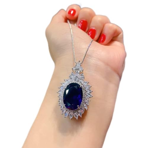 Collier de Pendentif Aquamarine Saphir 13*18mm Bijoux pour Femmes