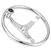 13.5in 3 Spoke 316 Stainless Steel Yacht Steering Wheel, Weather and Rustproof, with 5/8in ‑18 Nut Turning Knob, Fits Standard 3/4in Tapered Shaft Helms