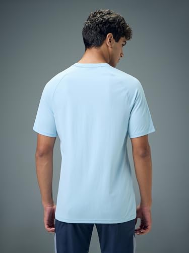 Image of TECHNOSPORT Men's Typography Printed T-Shirt COTFLEX Quick Dry Slim Fit Round Neck Sports Tee for Gym Running Casual Wear UPF50+ Anti Odour