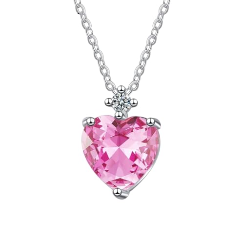 Pendentif cœur moissanite rose, bijou argent pour mariage