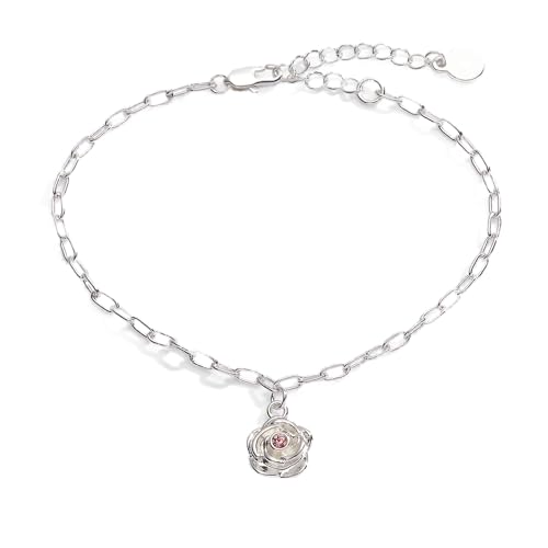 Alex and Ani Flower and Crystal Chain Bracelet:Shiny Silver:White
