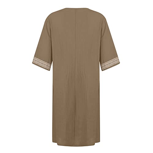 OIOLOYJM Plus Size Summer Dresses for Women 2025 Plus Size Dresses for Curvy Women 3/4 Sleeve Casual Boho Kaftan Dresses
