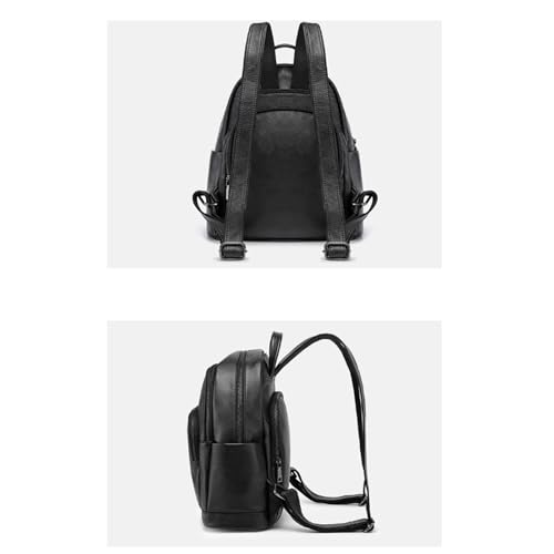 Casual Daypack Women's Fashion Backpacks Genuine Leather Handbags Travel Bags Business Laptop Bags Briefcases (Color : Black, Size : Large)4