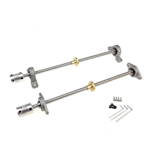Metal Ball Screw nut T8 Lead Screw Lead 8mm 500mm 400mm 350mm 200mm 100mm Vertical Horizontal Kit KFL08 Or KP08 with Nut Bearing CNC 3D Printer Parts(Lead 4mm KP Set,300mm)