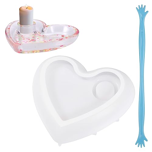 Silikonform Kerzenhalter, 3D Liebe Gießform Kerzenhalter Herzförmig Gießformen, Silikonformen Kerzenständer für Harz Epoxidformen Tablett Heimdekorationen, Geschenk,Handwerk