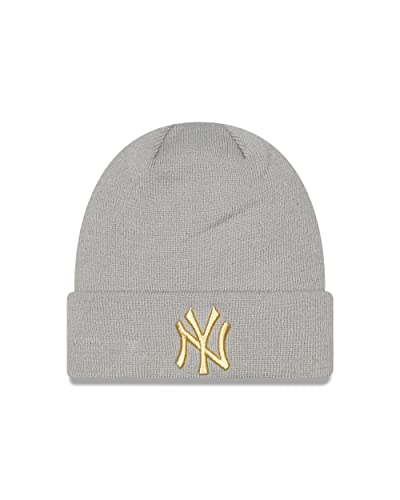 New Era New York Yankees Grey MLB Metallic Logo Cuff Knit Women Beanie - One-Size
