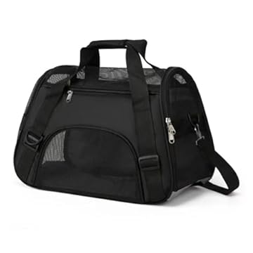 Bolsa Mala De Mão Transporte Viagem Pet Cães E Gatos Avião Cor Preto Marrom Amarelo Azul Preto Claro Tamanho Grande 46x26x26 cm (PRETO)