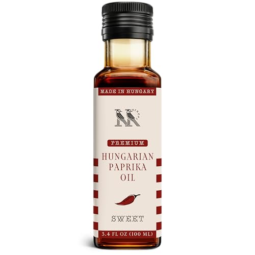 Premium SWEET Hungarian Paprika Oil (3.4 fl oz) - Non-GMO - Vibrant Deep Red Color - Origin: Szeged Region, Hungary - Authentic Spice Oil in Glass Bottle by MEROPS