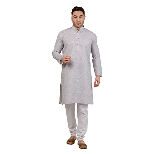 Image of Amazon Brand - Anarva Men's Pastel Linen Kurta Pyjama Set