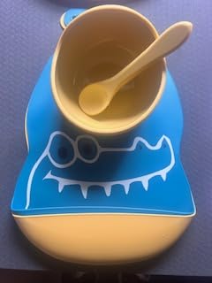 Waterproof Bib Toddler Silicone Baby Feeding Set with Bowl and Spoon