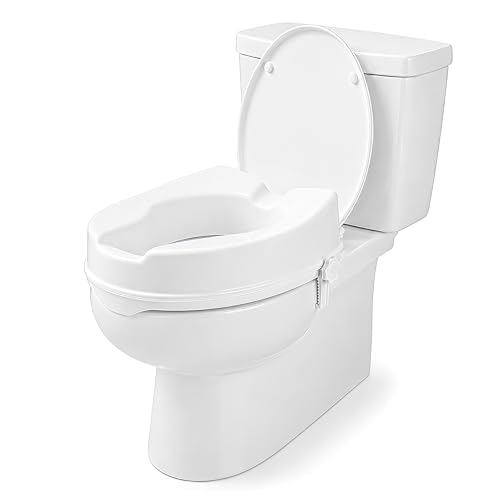 Orvian Elevador WC de 15 cm para Adultos Sin Tapa. Asiento Elevador Inodoro Universal. Alzador de WC con Bloqueos Laterales, Seguro y Fácil de Instalar. Personas Mayores y Movilidad Reducida