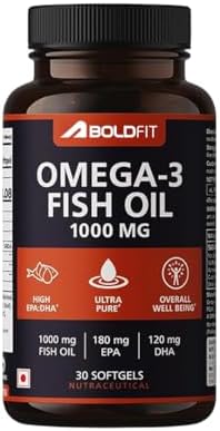 Boldfit Salmon Fish Oil Omega 3 Capsule 1000mg For Men And Women, Health Supplement (180 Mg Epa & 120 Mg Dha) For Immunity Bone & Joint Support, 30 Count