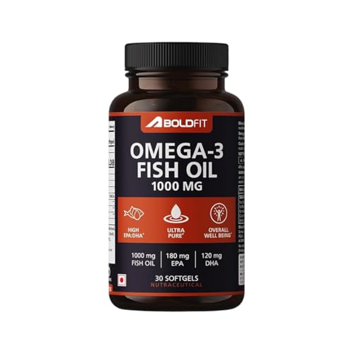 Boldfit Salmon Fish Oil Omega 3 Capsule 1000mg For Men And Women, Health Supplement (180 Mg Epa & 120 Mg Dha) For Immunity Bone & Joint Support, 30 Count