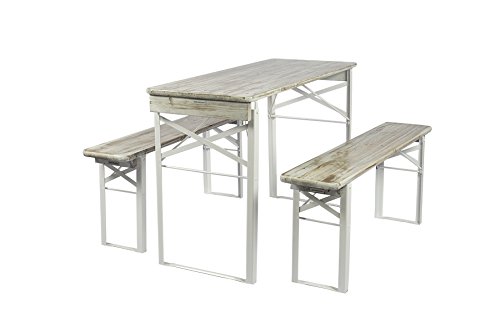 Preisvergleich Produktbild MaximaVida Klappbare Picknicktischgarnitur, Bierzeltgarnitur Berlin, Scandinavian whitewash, 120 cm FSC Gütezeichen