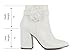 Sugar Women’s Pointed Toe Dress Booties with Block Heel and Floral Strap Accent – Fashion Ankle Boots for Casual or Dressy Outfits-Evvie Bloom-White Soft Size-8.5