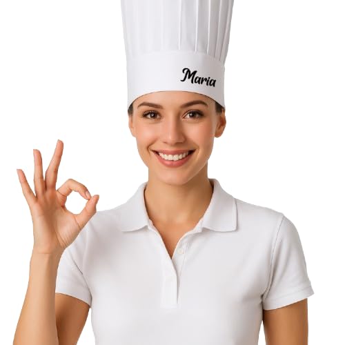 Gorro de Chef Personalizado para Hombre y Mujer – Blanco Unisex – Personaliza con Nombre o Frase – Ligero, Transpirable y Elegante – Ideal para Cocineros Profesionales y Aficionados