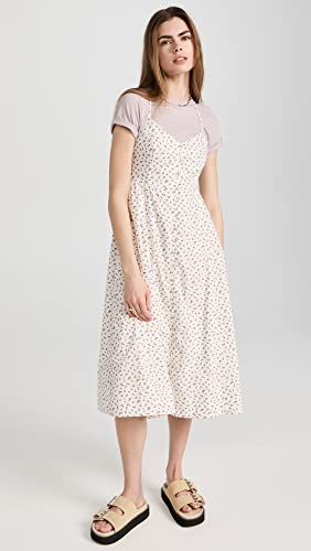 Madewell Women's Alexa Ruffle Bodice Button Down Midi Dress, Little Buds Lighthouse, Off White, Floral, 00 #TOP1