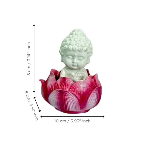 Image of eCraftIndia Pink Lotus Baby Buddha Statue Showpiece for Home Decor | Living Room, Bedroom, Office & Car Dashboard