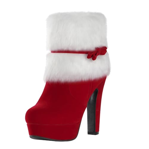 MRKEWUNEY Women's Christmas Ankle Boots