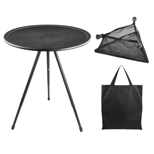 mivceklw Folding Table – Round Small Patio Camping Desk | Portable Adjustable Lightweight Furniture with Sturdy Design and Easy Setup for Cooking, Travel, Beach and Camping, 16.77×14.76×14.76in