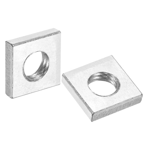 uxcell 200Pcs M6x11mmx3mm Square Nuts, Carbon Steel Zinc Plated Coarse Thread Square Nuts Fasteners for Home Repairs and Professional Engineering, Silver