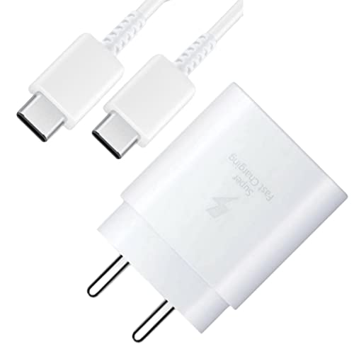 Image of Original 25W Type C to C Cable with for Samsung Galaxy S23 Ultra|S23 |S23+|S22|S22+|S22 Ultra| A71 5G |A71|A70s| A70|A90 5G |A80|S21 FE 5G |M52 5G|M22 (White) (83S0001590)