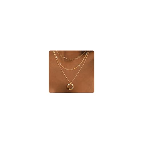 Kyerlyn Layered Necklaces for Women, 14K Gold Plated Necklace Ste...