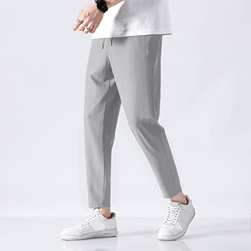 Sweatpants Men Loose Fit Cool Touch Solid Color Sport Long Summer Casual Active Trousers with Pocket3