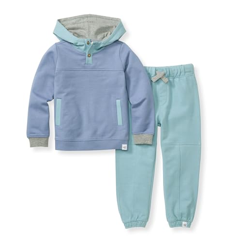 Image of Burt's Bees Baby Baby Boys' Hoodie and Pant Set, Top & Bottom Outfit Bundle, 100% Organic Cotton