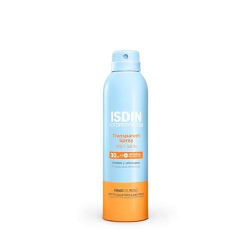 ISDIN Isdin Fotoprotector Transparent Spray Wet Skin Spf 30 | Aplicación 360º | Invisible Y Eficaz Sobre Piel Mojada 250 ml