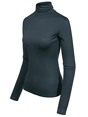 Image of MixMatchy Women's Slim Lightweight Long Sleeve Pullover Turtleneck Mock Shirts Base Layer Undershirts Active Tops